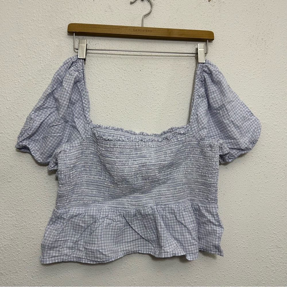 J. Crew Plaid Ruffle Top Large - Picture 5 of 5